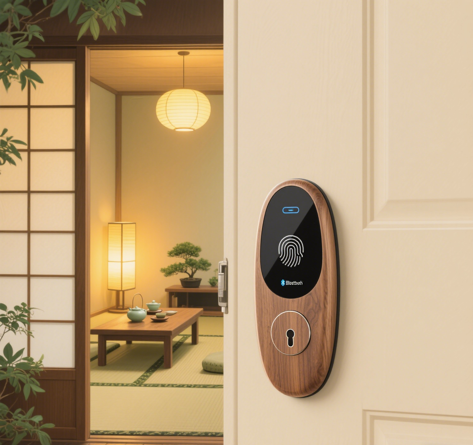 Wooden digital door lock with fingerprint Wooden digital door lock with fingerprint
