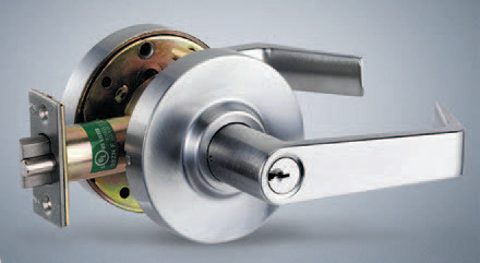 Silver door handle with lock Silver door handle with lock
