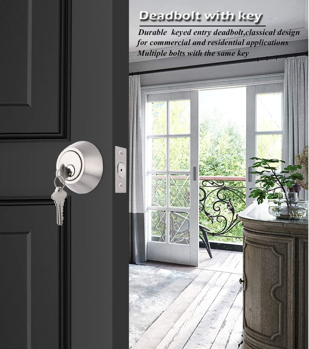 Silver deadbolt with key Silver deadbolt with key