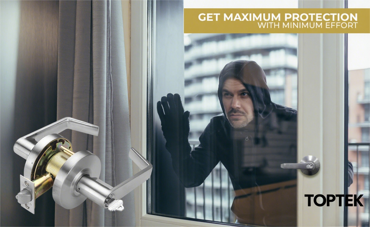 Door lock and suspicious figure Door lock and suspicious figure