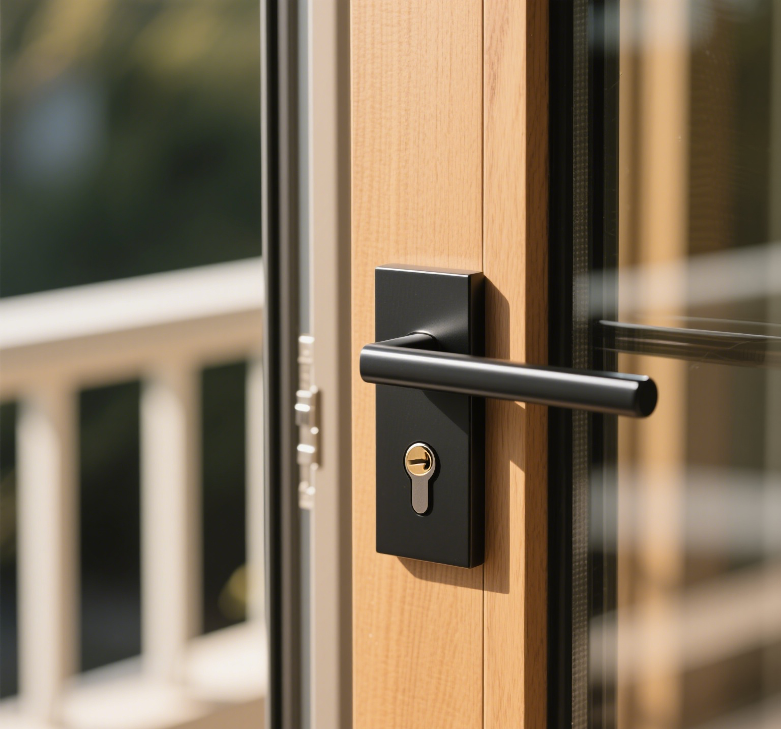 Black metallic door handle