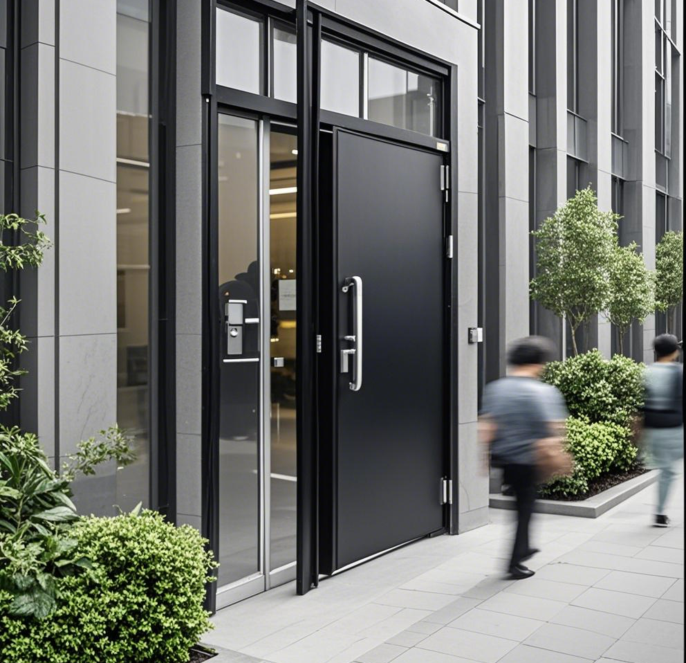Black door with metallic handle