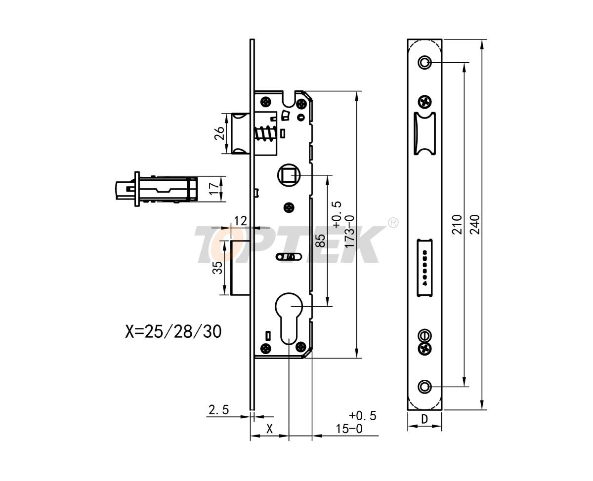 aluminum mortise locks